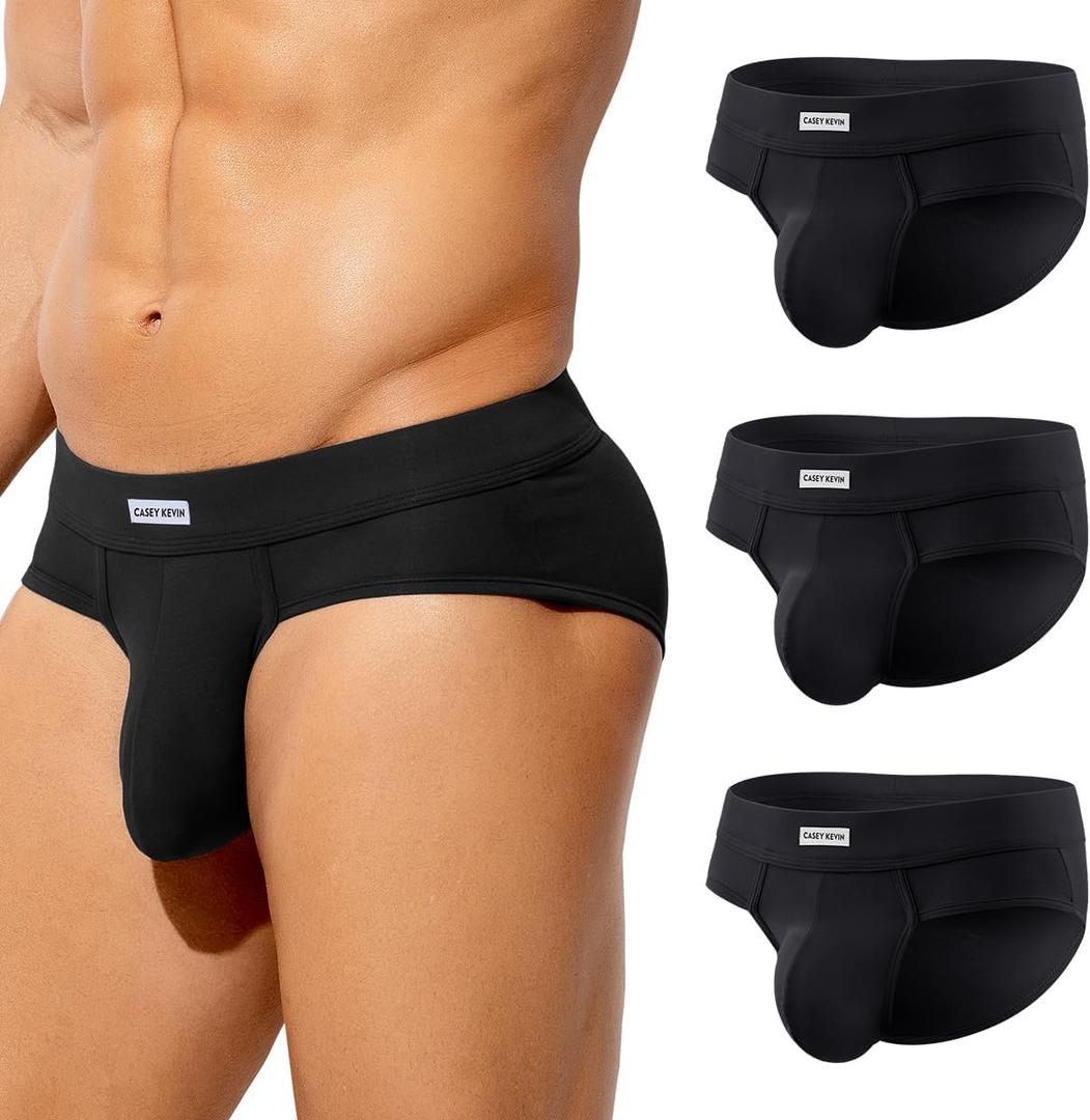 Casey Kevin Men's Underwear Breathable Briefs Lightweight 3D Contour Pouch Super Soft Comfort Tagless Underpants for Men Pack (X-Large)