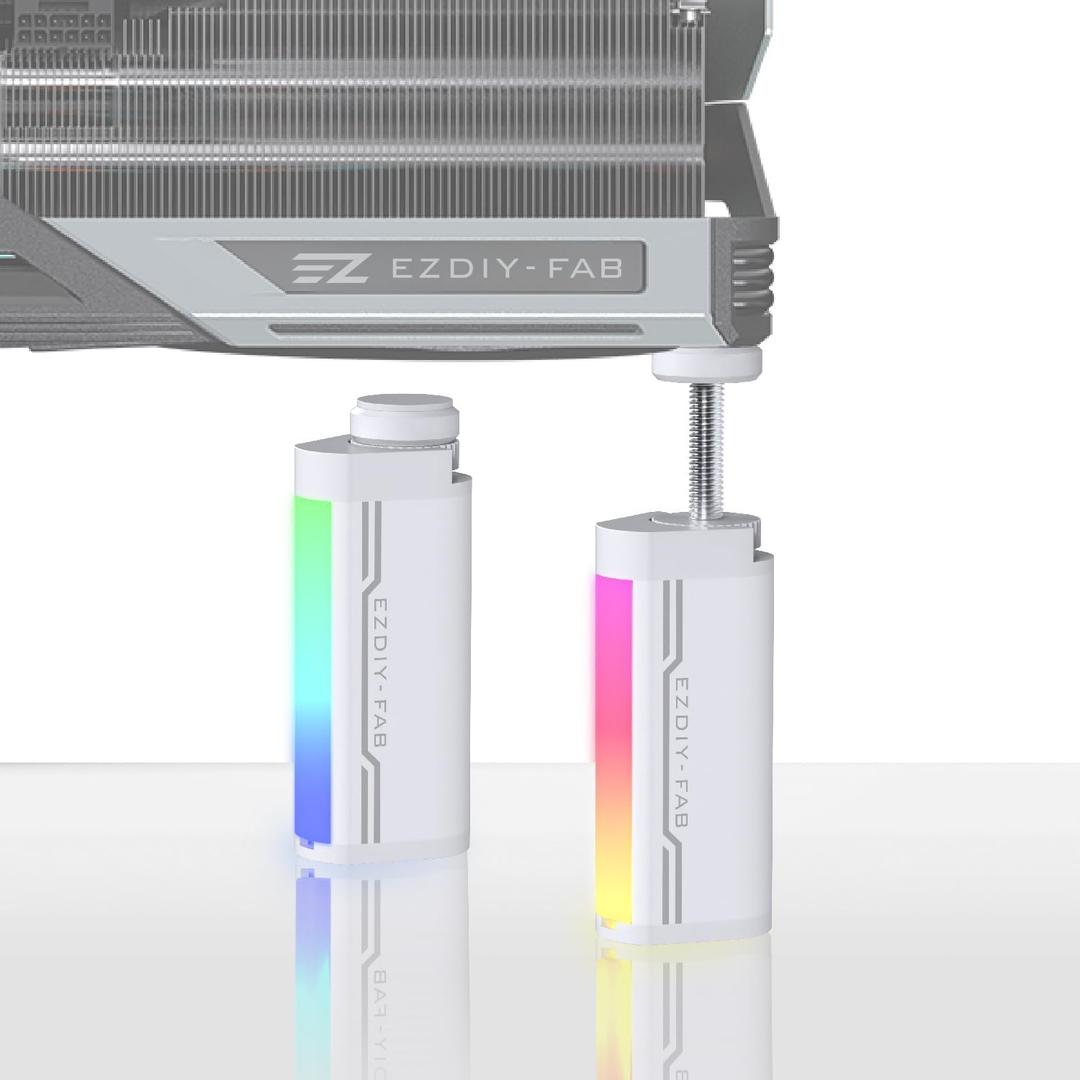 EZDIY-FAB GPU Support Bracket,5V 3PIN ARGB Graphics Card Brace, GPU Support Stand Adjustable Height ,Aluminum Video Card Sag Holder-White