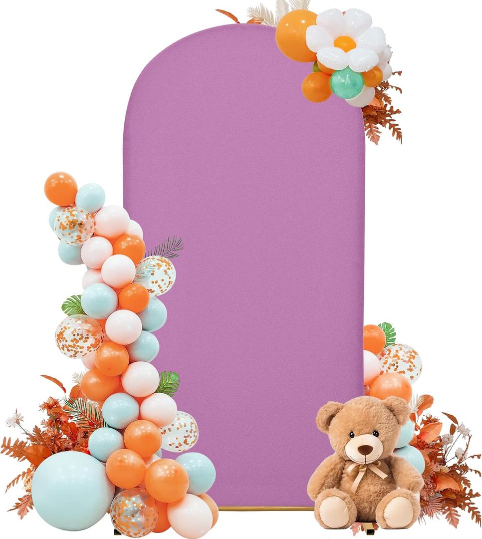 4FT Mini Arch Cover  Petite Stretch Fabric for Baby Showers, Kids Birthdays & Photo Corners  Lilac Backdrop for Small Events & Tablescapes