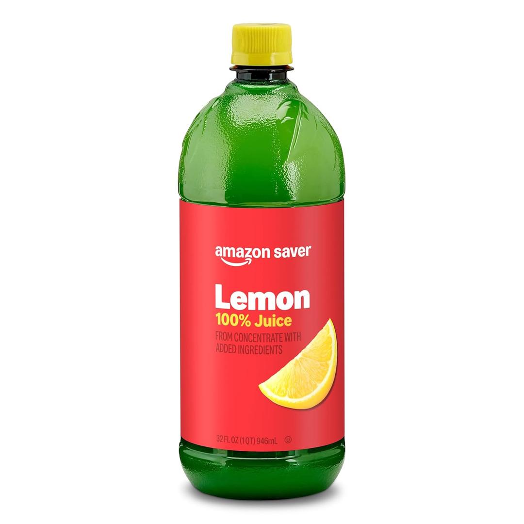 Amazon Saver, Lemon Juice, 100% Juice, 32 Fl Oz (Best If Used By: 05/16/2026)