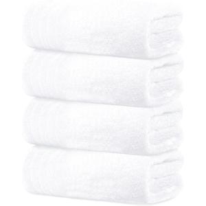 Pack of 4 Extra Large Bath Towels 30 x 60 Inches, 100% Cotton, Larger & Lighter Weight, Quicker to Dry, Super Soft and Absorbent, Perfect for Bathroom, White