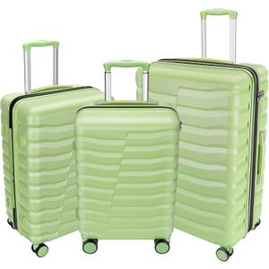 Lightweight Luggage with Spinner Wheels & YKK Zipper, 3-Piece Travel Suitcase ABS+PC Hardshell Luggage Set with TSA Lock, Light Avocado Green (20+24+28 inch)