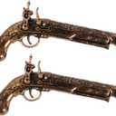 Lanxitown 2 Pcs Pirate Gun Toy Pistol 11'' Flintlock Pistol Prop with Sound Fake Pirate Costume Accessories for Kids & Adults Halloween Dress Up Party