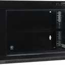 6U Wall Mount Network Server Cabinet with Glass Door, Locks, Removable Side Panels, for IT Equipment, A/V Devices, Black