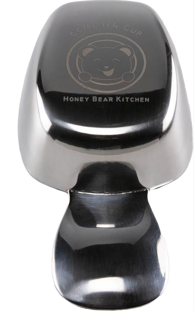 Honey Bear Kitchen 1/4 Cup 60 ml Leave-in Canister Scoops, Polished Stainless Steel (Canister Scoop 1/4 Cup 60 ml)