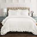 Lush Decor Ella Shabby-Chic Ruffle Lace 3-Piece King Comforter Set (White)