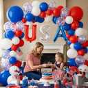 107 Pcs Red White and Blue Balloon Arch Kit, 16-Inch USA Foil Letters and Confetti Latex Balloons Garland for 4th of July Patriotic Baseball Theme Party Decorations