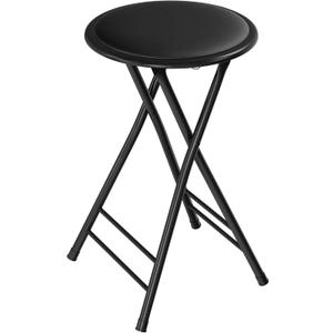 Folding Stool - Backless 24-Inch Stool with 225lb Capacity for Kitchen or Rec Room - Portable Indoor Counter Bar Stools by Lavish Home (Black)