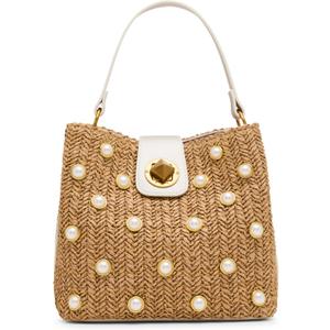Betsey Johnson Raffia Pearl Bucket Bag