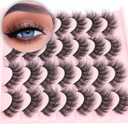 Wispy False Eyelashes Cat Eye Lashes Natural Look Mink Lashes 16mm Strip Eyelashes Pack Wholesale 14 Pairs 4D Volume Multipack by TNFVLONEINS