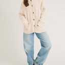 Saodimallsu Womens Cable Knit Cardigan Sweaters Fall Oversized Long Sleeve Button Open Front Knit Sweater Coats (Brown)