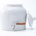 Ceramic Water Dispenser for 5 Gallon Bottle Crock Water Dispenser with Durable Stainless Steel Faucet, Ideal for 3 to 5 Gallon Jugs, Classic Porcelain Water Crock Design for Home or Office Use White