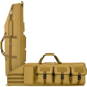 DULCE DOM Double Rifle Case 36 38 42 44 48 inch, Tactical Backpack for Range & Hunting, Soft Gun Bag with Movable Divider, Multiple Magazine & Accessory Pouches