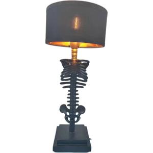 Thcbme Gothic Skull Lamp for Festival - 5W USB Art Deco Skeleton Table Light, Spooky Resin Novelty Decor with Funky Whimsical Design, Unique Gothic Decorate for Party/Home Office (Black)