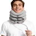 Cervical Neck Traction Device for Home Use, Inflatable Neck Stretcher for Instant Neck Pain Relief, Adjustable Neck Support Brace, Neck Decompression, Neck Extender (Light Grey)