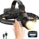 SKYFIRE Rechargeable Headlamp 3000 High Lumens, 7500mAh Motion Sensor LED Head Lights for Forehead with Zoomable, 13 Modes, 90 Adjustable Headlamps, Waterproof Head Lamp for Adults, Hunting, Fishing (Black)