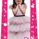 Hot Pink 4.5ft Tall Life Size Stand-in Cardboard Doll Photo Booth Props for Girls Birthday Party Decorations Pink Princess Doll Theme Decor Photoshoot Let's Go Party Supplies(53.9 * 39.3inches)