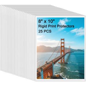 25PCS 8" x 10" Clear Rigid Card Sleeves  Waterproof Hard Plastic Protectors for Postcards, Prints, Photos, Trading & Sports Cards  Top Load Jumbo Sheet Holders