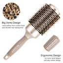 BANGMENG Round Barrel Anti-Static Hair Brush with Boar Bristles, Nano Thermal Ceramic Ionic Tech | For Extra Shine | Protect Hair, Enhance Texture, For Straightening & Drying (2inch)