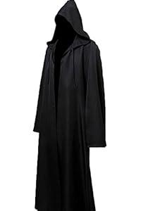 Joyshop Mens Halloween Witch Cosplay Robe Costume Adult Hooded Cloak Cape,Black,3XLarge