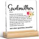 Godmother Gifts From Goddaughter Godson, Godmother Definition Clear Acrylic Desk Decor, Gifts for Birthday Christmas Mothers Day Anniversary, Decorations for Living Rooms Offices Homes