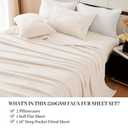 YIYEA Faux Fur Sheets, Luxury Ultra Soft Fleece Bed Sheets Set, Fluffy Plush Velvet Bedding for Fall Winter, Cozy Warmth, No Shedding, 4PC, Full, Ivory