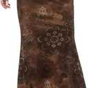 Avanova Women Boho Floral Mesh Long Skirts Elastic High Waisted Mermaid Hem 90s Grunge Maxi Skirt, M