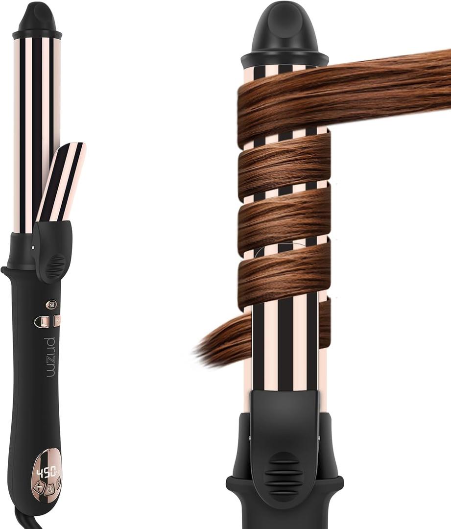 Prizm 1.25inch/32mm Automatic Curling Iron for Big Curler, Rotating Curling Wand Up to 450F, LCD Display, Auto-Shut Off & Dual Voltage, Negative Ion