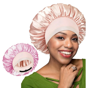 Pack Of 2 BONNET QUEEN Silk Bonnet for Sleeping Women Satin Bonnet Hair Bonnet Adjustable Reversible Double Layered Sleep Night Cap for Curly Hair Jade and Pink Pack Of 2 BONNET QUEEN Silk Bonnet for Sleeping Women Satin Bonnet Hair Bonnet Adjustable Reversible Double Layered Sleep Night Cap for Curly Hair Jade and Pink