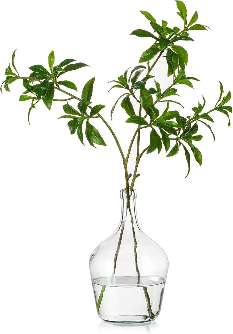 Hewory Large Glass Vase for Decor, 10in Clear Tall Farmhouse Decorative Floor Vase, Round Bubble Balloon Glass Jug for Coffee Table Fireplace Mantel Entryway Living Room Bedroom Kitchen