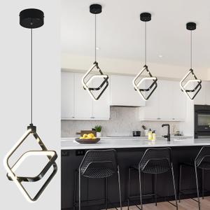 Modern LED Pendant Lights Plated Black Rectangular Pendant Light Fixtures 4000K 20W Dimmable Pendant Lighting for Dining Room Kitchen Island Bedroom Living Room Foyer3-Pack Modern LED Pendant Lights Plated Black Rectangular Pendant Light Fixtures 4000K 20W Dimmable Pendant Lighting for Dining Room Kitchen Island Bedroom Living Room Foyer3-Pack