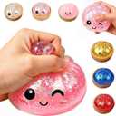 2026 Upgraded Dumplings Stress Balls Fidget Sensory Balls,Dumpling Squishies, Glitter Dumpling Mystery Box,Squeeze Dough Ball Stress Relief Hand with Food Steamer, Relaxation Gift ( Glitter Pink)