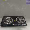 OVENTE Electric Countertop Double Burner, 1700W Cooktop with 6" and 5.75" Stainless Steel Coil Hot Plates, 5 Level Temperature Control, Indicator Lights and Easy to Clean Cooking Stove, Black BGC102B
