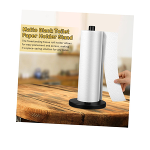 MUCKLILY Stainless Steel Freestanding Paper Towel Holder Stand Weighted Base for Kitchen and Bathroom Space-Saving Design and Double Rods for Easy Access and Dispensing