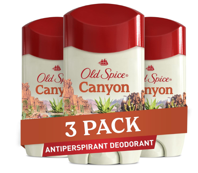 Old Spice Men's Antiperspirant & Deodorant Canyon with Aloe, 24/7 Odor Protection, 2.6oz (Pack of 3) 