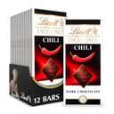 Lindt EXCELLENCE Chili Dark Chocolate Bar, Dark Chocolate Candy Infused with Spicy Red Chili, 3.5 oz. (12 Pack)