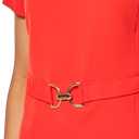 H Halston Womens Gold Halston Belt Short Sleeve Round Neck Top, Size 8