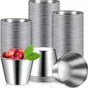 100 Pcs 1.5oz Stainless Steel Sauce Cups Dipping Cups Mental Condiment Sauce Container Round Dipping Bowls Condiment Ramekins for Dish Butter Kitchen Restaurant Serving Party Dinner Cooking