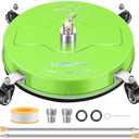 16.5" Pressure Washer Surface Cleaner with 4 Wheels - Coated Green Stainless Steel Surface Cleaner for Pressure Washer Attachment for Concrete, Driveway, Patio, Sidewalk, Deck and Driveways - PWS165