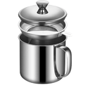 Grease Container with Fine Mesh Strainer kitchen oil storage tank pot (1.3L Stainless Steel 410)