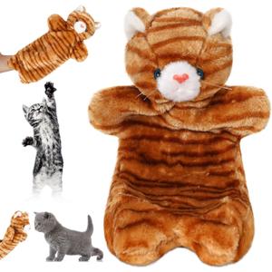 Cat Puppet Wrestler, Cat Wrestling Toy Puppet Hand Glove with Tough Padding for Safe and Fun Interactive Play, Relieve Boring Games(Brown Stripes)