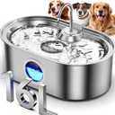 4.2Gal Dog Water Fountain for Large Dogs, 16L Stainless Steel Dog Fountain Water Bowl with Multi-Filtration & Deeper Drinking Tray, Extra Large Pet Water Fountain with Water Window & LED, Ultra-Quiet