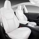 Front Seat Covers for 20252026 Tesla Model Y Juniper, Nappa Leather Custom Fit Front Row 2-Piece Set, Airbag Compatible Car Interior Seat Cushion Covers, White, 2-Pack