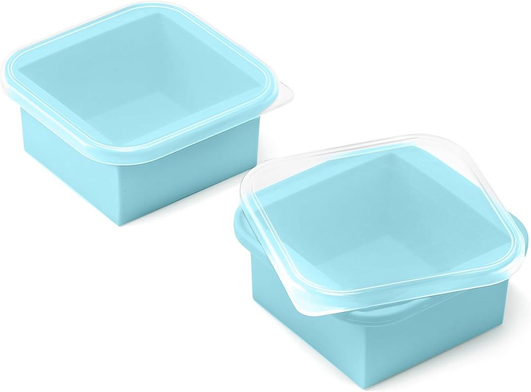 2-Cup Silicone Freezer Trays with Lids  Perfect for Meal Prep, Portion Control, and Easy Freezing-Meal Prep Container Molds for Soup,Leftovers (Aqua, 2 Pack)