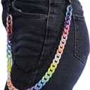 Wiwpar Colorful Acrylic Jean Chains Wallet Pocket Chains Rainbow Jean Pants Chain Keychain Body Chain for Women and Girls (Black)