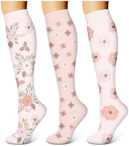 WITHYOU 3 Pairs Compression Socks for Women & Men 15-20 mmHg,Best Support for Nurses Running Hiking