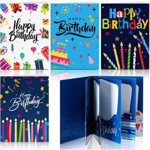 AmazingSpark 4 Set Birthday Gift Card Booklet Cardboard Mini Birthday Money Holder Book for Cash Multiple Money Gift Booklet Party Favor Surprise Card Sleeve Book for Teacher Employee Appreciation