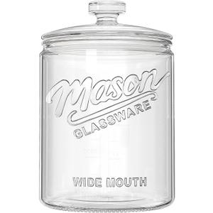 1 Gallon Glass Cookie Jar with Lid Airtight, Large Wide Mouth Sourdough Starter Jar for Baked Goods - Glass Storage Container for Pantry Organizer, Laundry Room, Flour, Dog Treats, Meal Prep