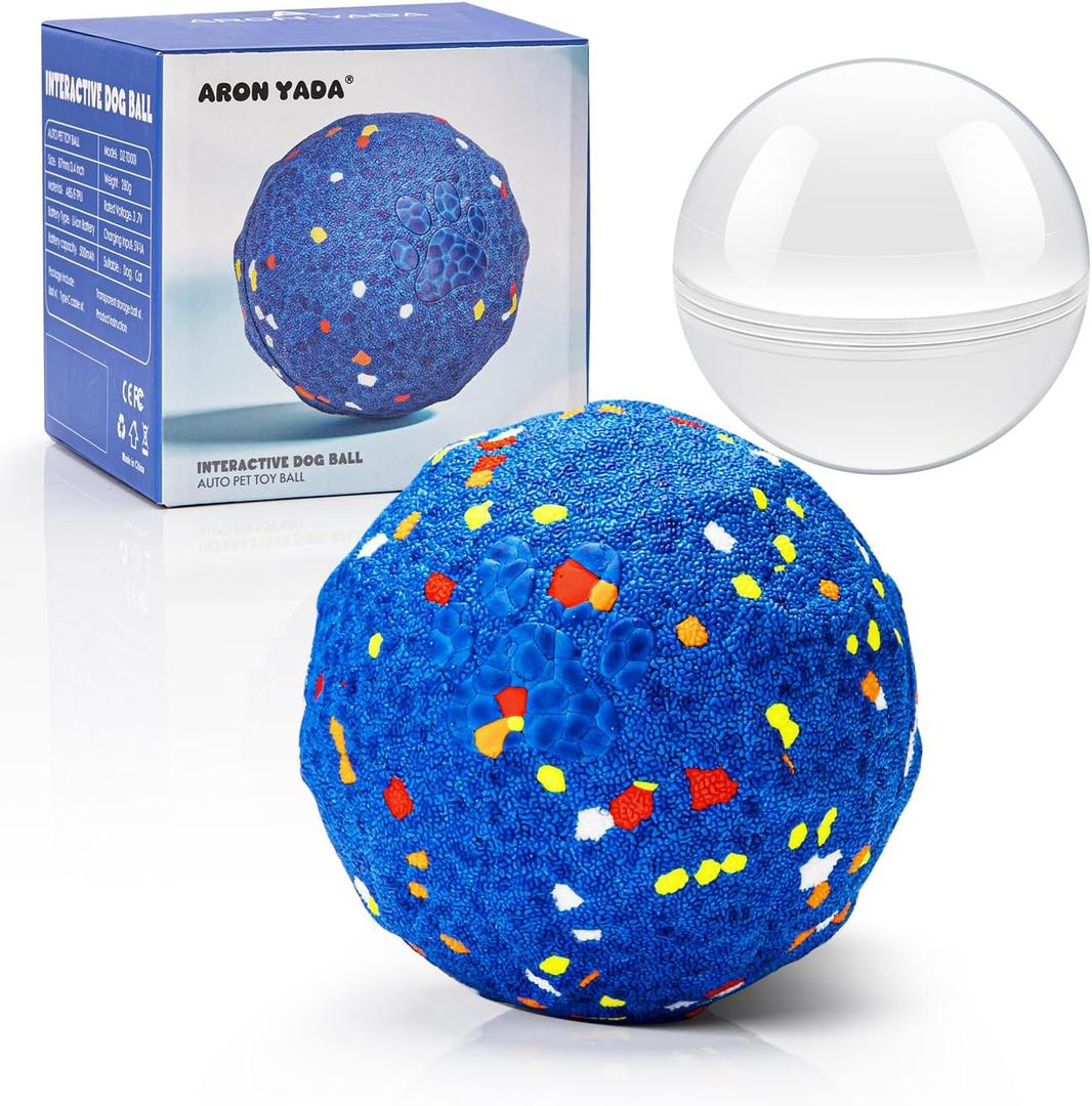 Interactive Dog Balls - 2025 Upgraded Smart Rechargeable Vibrating Dog Ball, Rotating & Bouncing Ball with E-TPU Material, E-Herding Pet Toys for Medium