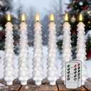 KunSwenn Christmas Tree Candles Battery Operated, White Christmas Flameless Taper Candles with Remote Timer, Set of 6 Real Wax Christmas LED Tree Candlesticks for Xmas Home Decorations (0.78 x 9.8)